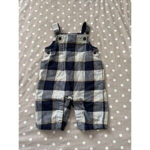 Janie And Jack 0-3 Months Baby Newborn Plaid Lined Adjustable Overalls 2017